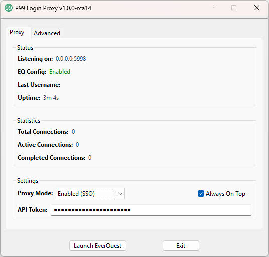 P99 Login Proxy Screenshot